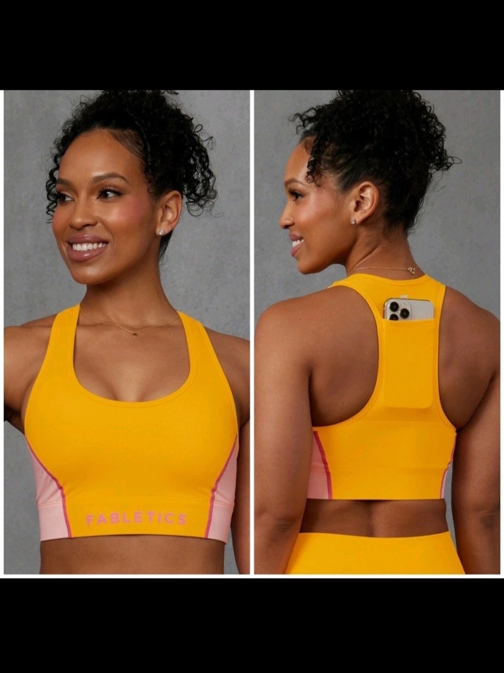 Fabletics Yellow On-The-Go Midi High Impact Sports Bra
